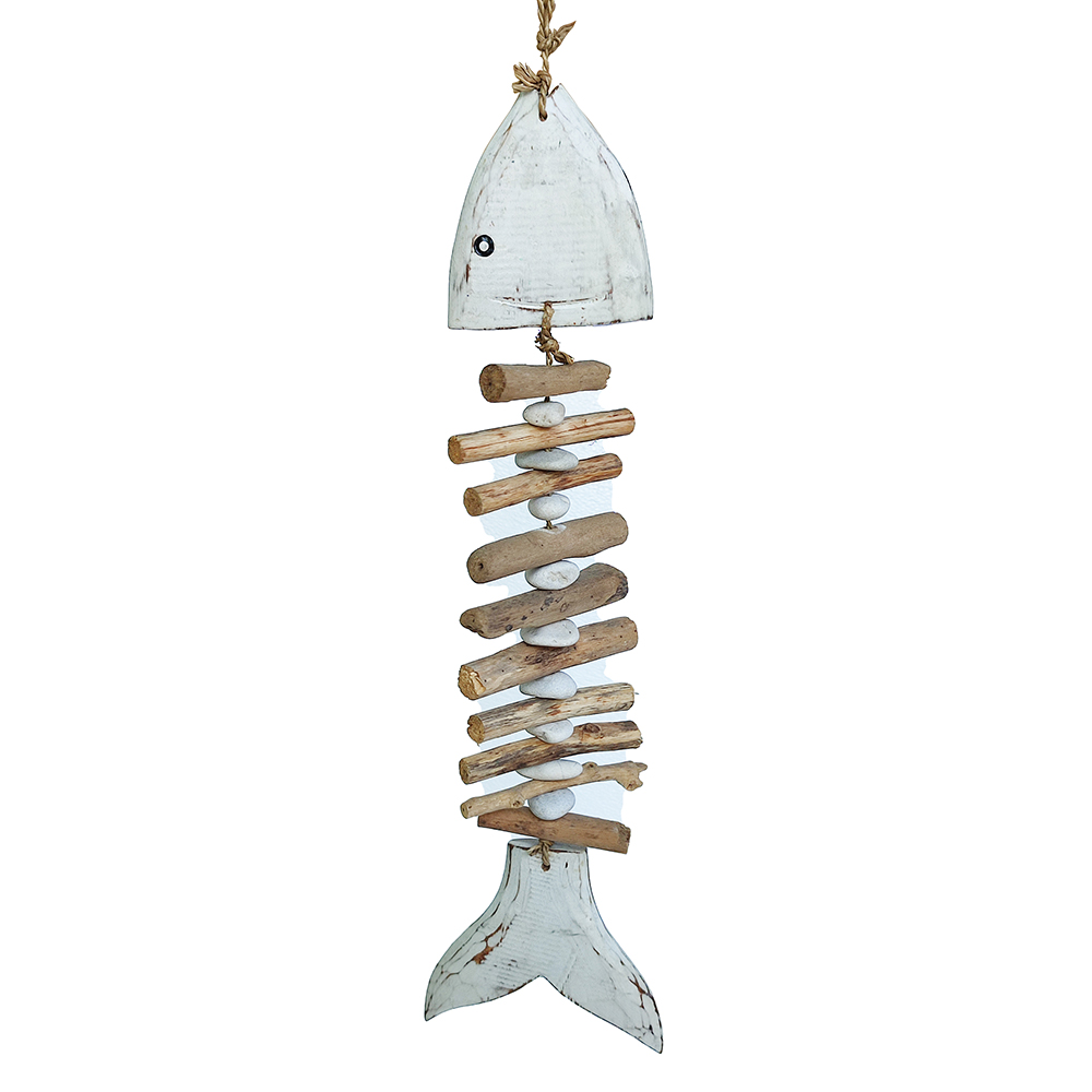 Accessories Hung Drift Wood Stone Fishbone Hanging White Wash