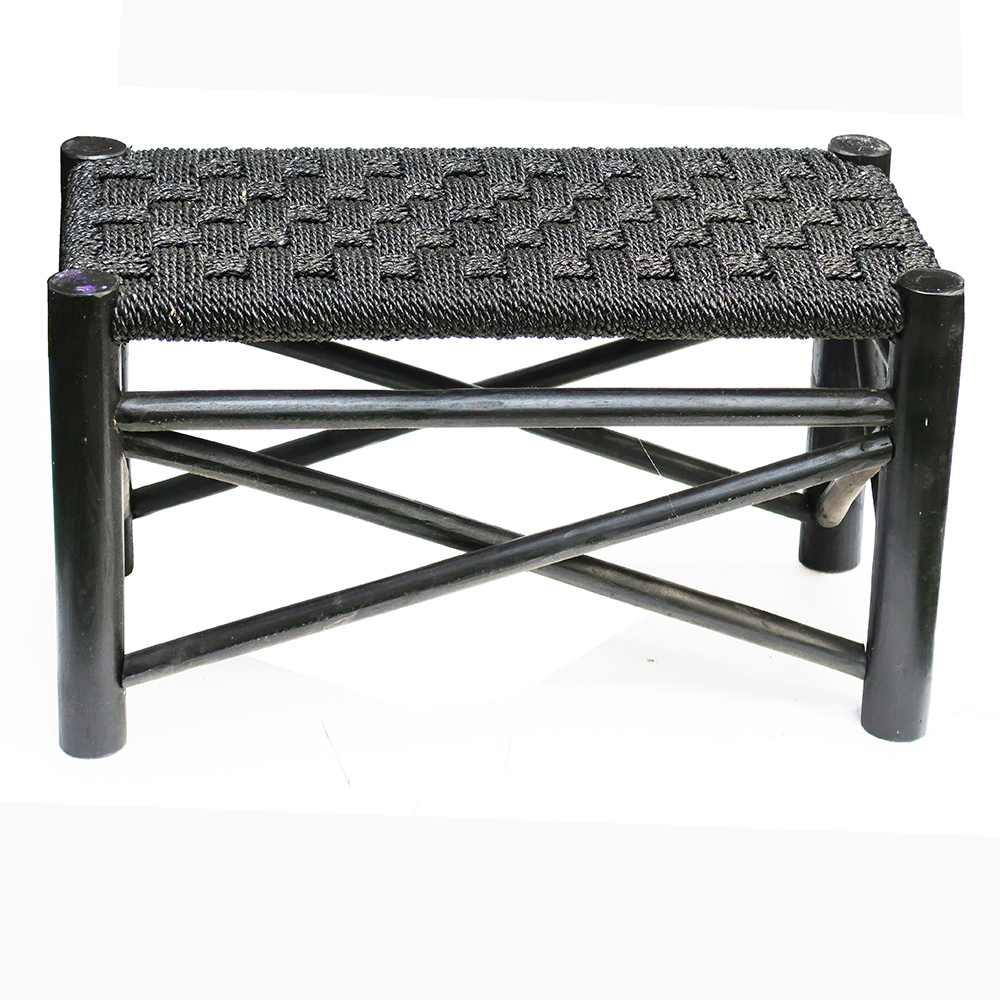 Furniture Teak Wood Seagrass Rectangular Table Black
