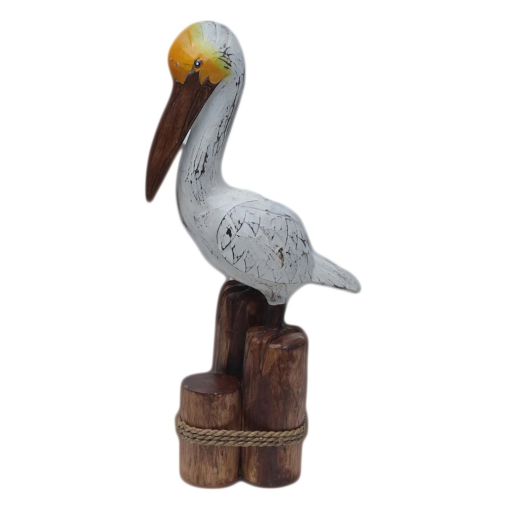 [20234800] Decorative Wooden Pelican On Wood Base