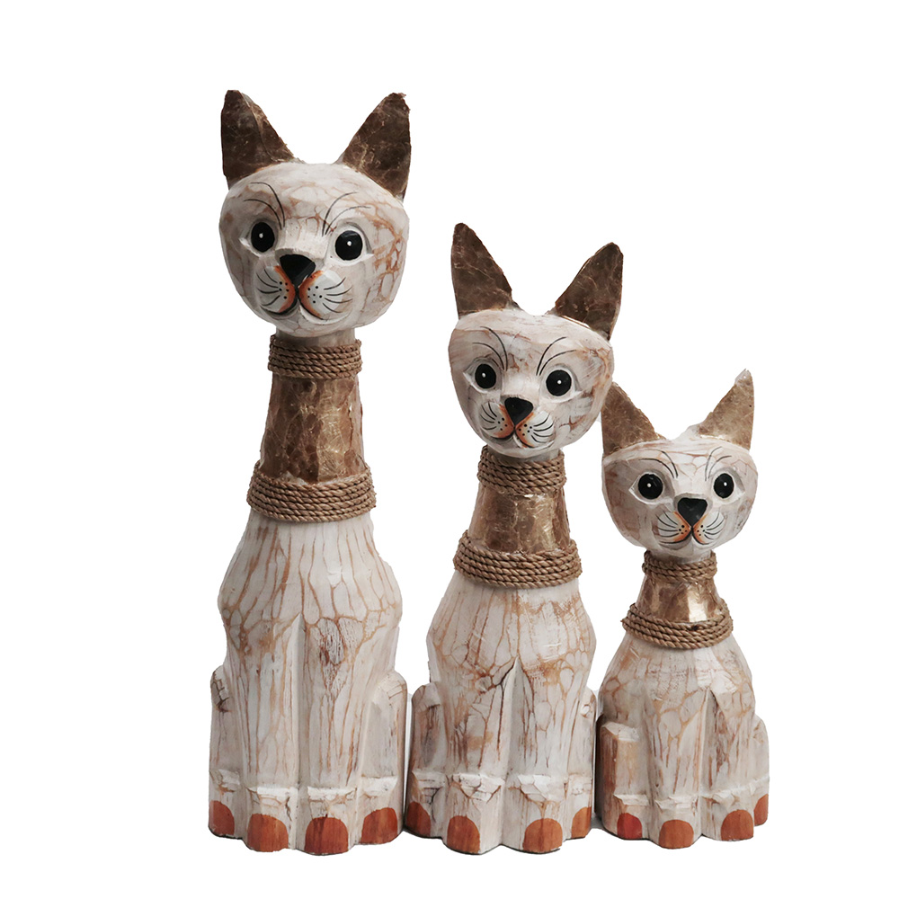 [20235255-2] Decorative Wooden Animal Standing Cat