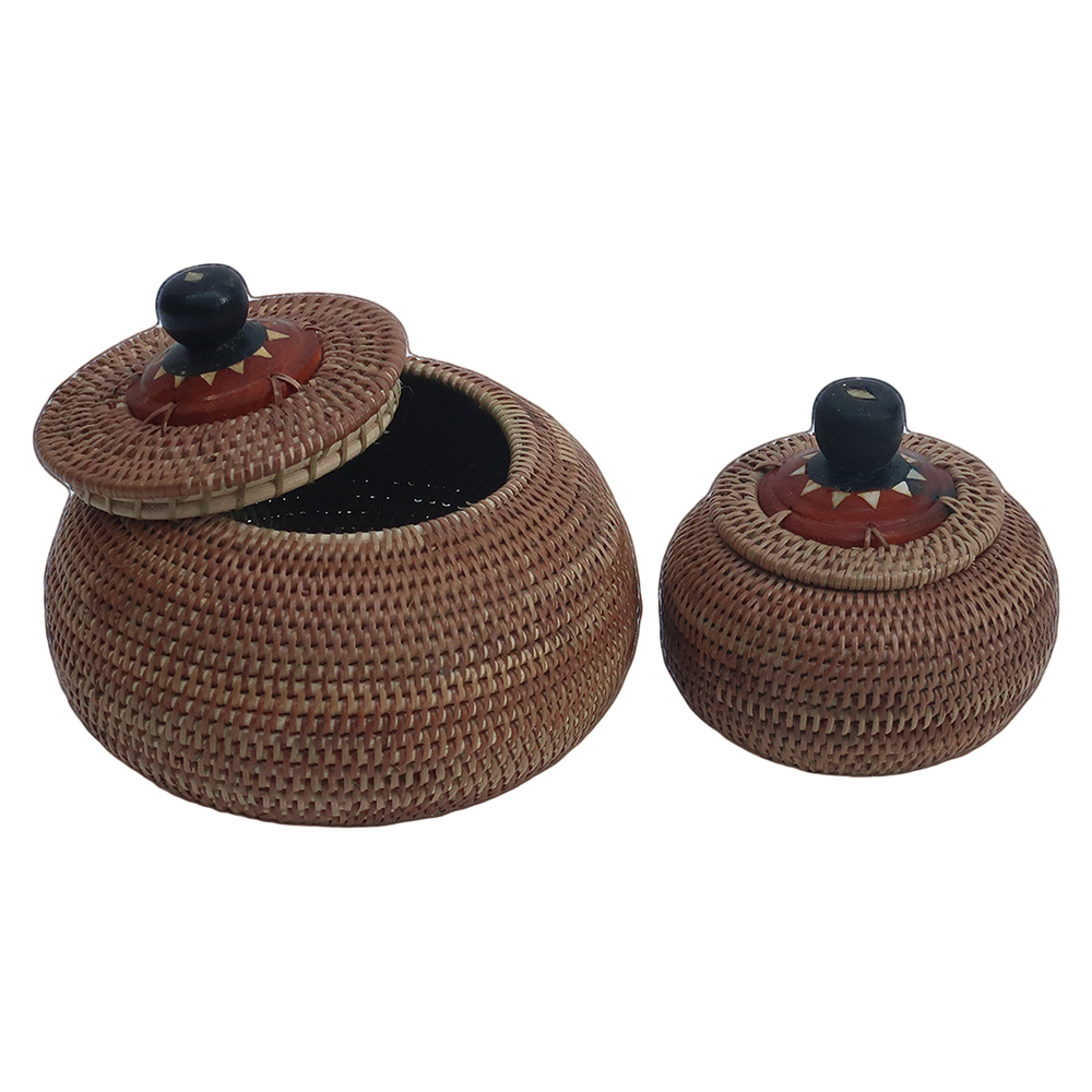 Decorative Rattan Small Basket With Lid