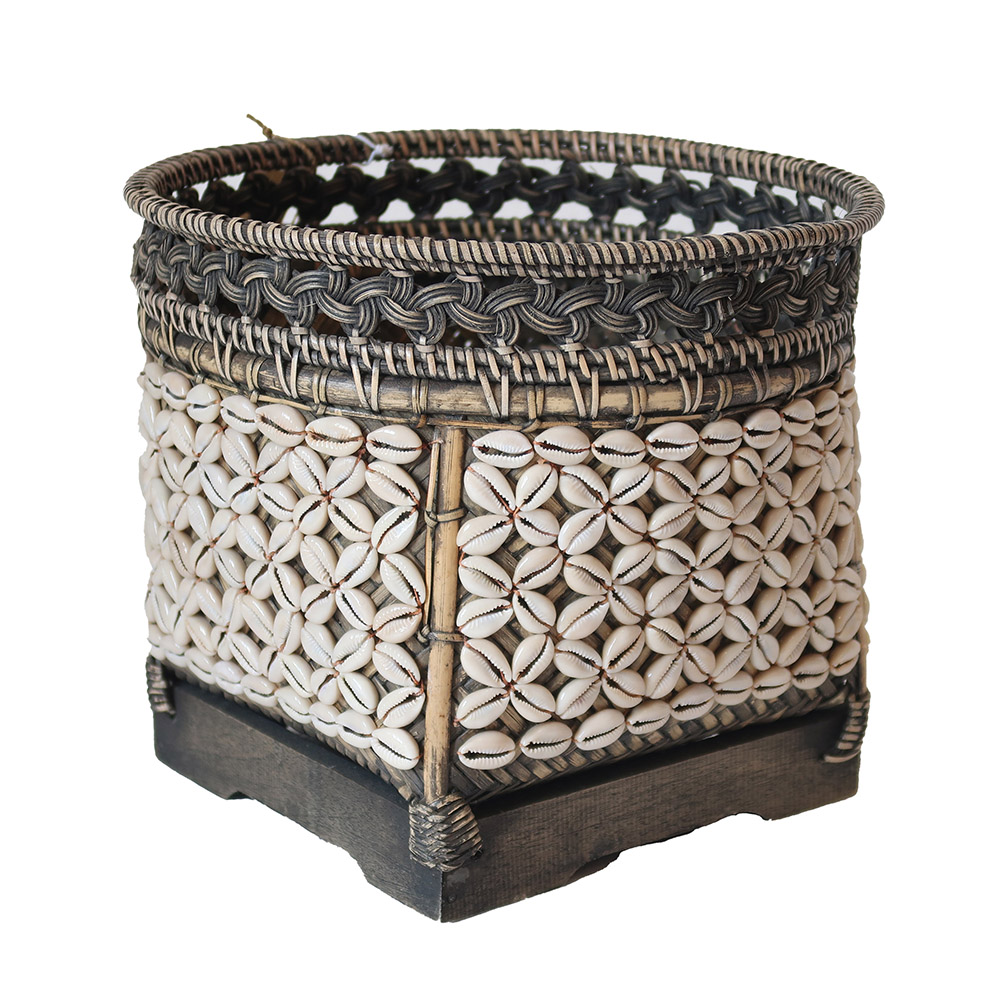 Decorative / Basket Bamboo Shell Basket Antique White