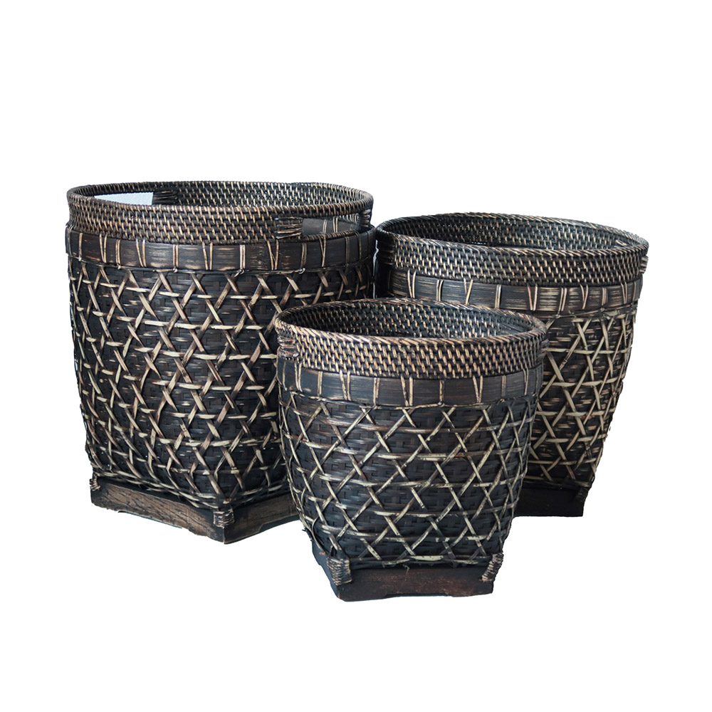 Decorative / Basket Bamboo Basket Dark Wash