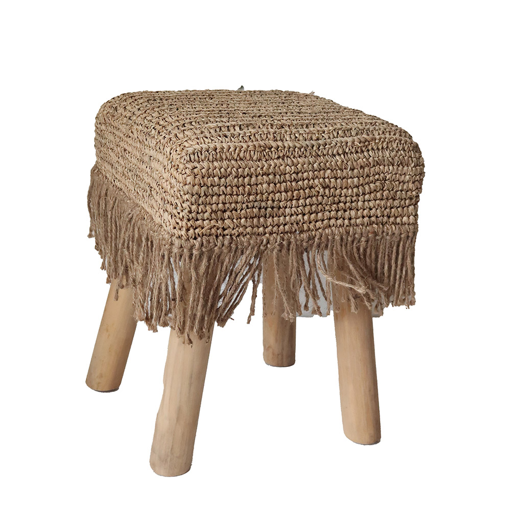 Furniture Teak Wood Seagrass Stoole Antique